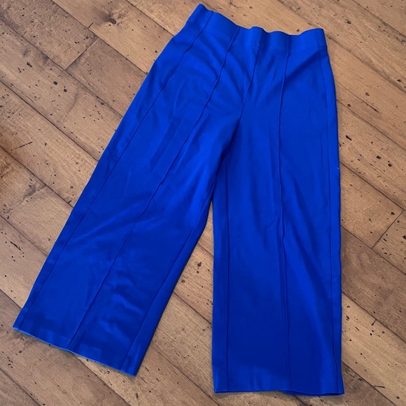 Jones & Co Womens Large Bright Royal Blue Ankle Wide Leg Pant - Picture 1 of 10